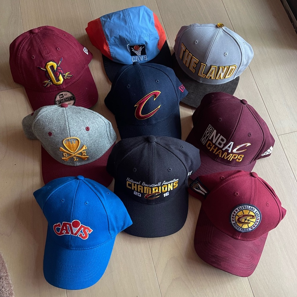 Lot of 9 Cleveland Cavaliers Hats - Adult Sizes